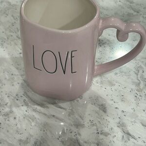 Rae Dunn. Pink Heart Handle Mug.